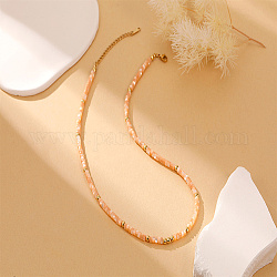 Colliers de perles à disque de coquillage naturel teint, avec fermoir en laiton, corail, 16.54 pouce (420 mm)