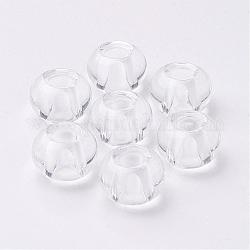 Abalorios europeas de vidrio, Abalorios de grande agujero, rerondana plana, Claro, 15x10mm, agujero: 5~6.4 mm