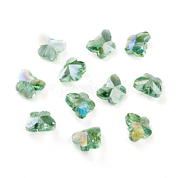 Perles en verre electroplate transparent , facette, papillon, de couleur plaquée ab , vert clair, 8x10x5.5mm, Trou: 1mm