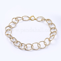 Collares de cadena de cable de aluminio, con corchetes de la palanca de aleación, textura, la luz de oro, 16.92 pulgada (43 cm)