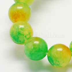 Ton zwei natürliche Jade Stränge, gefärbt, Runde, grün gelb, 8 mm, Bohrung: 1 mm, ca. 48 Stk. / Strang, 14.9 Zoll
