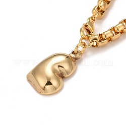 304 in acciaio inossidabile collane pendenti, con collana a catena, cuore, oro, 45.3x0.5cm