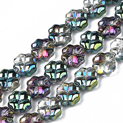 Fili di perle di vetro semitrasparenti per placcatura elettrolitica, trifoglio, colorato, 8x8x4mm, Foro: 0.8 mm, circa 80pcs/filo, 25.59 pollice (65 cm)