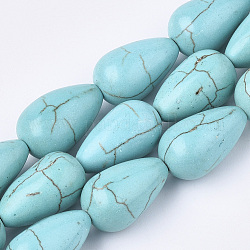 Synthetic Turquoise Beads Strands, teardrop, 16~17x9~10mm, Hole: 1mm, about 24pcs/strand, 15.7 inch