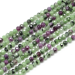 Chapelets de perles de rubis en zoïsite naturelle, facette, ronde, 2x2mm, Trou: 0.5mm, Environ 188 pcs/chapelet, 15.9 pouce
