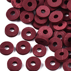 Handmade Polymer Clay Beads, for DIY Jewelry Crafts Supplies, Disc/Flat Round, Heishi Beads, Dark Red, 4x1mm, Hole: 1mm, about 55000pcs/1000g