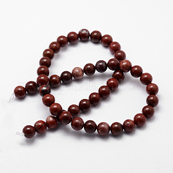 Rosso naturale perline di diaspro fili, tondo, 10mm, Foro: 1 mm, circa 19pcs/filo, 7.75 pollice