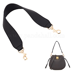 WADORN Leather Handbag Handle Replacement, 50.5cm PU Leather Purse Strap Short Tote Bag Handle Wide Shoulder Bag Strap with Gold Buckle for Briefcase Bucket Bag, Black