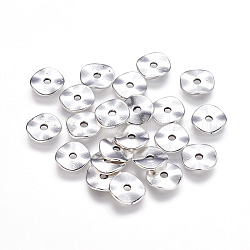 Perles tibétaine en argent et ondulées, donut, sans plomb et sans cadmium, donut, argent antique, environ 10 mm de diamètre, épaisseur de 1mm, Trou: 2mm, environ 52 pcs/20 g