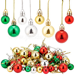 Ahadermaker Ornamento da appendere in plastica con palla di Natale in stile 80 pz 8, per le decorazioni pendenti della festa dell'albero di Natale, colore misto, 105~110mm, 10pcs / style