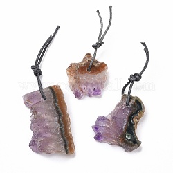 Rough Raw Natural Amethyst Slice Pendants, Nuggets, 28~44x26~31x5.5~6mm, Hole: 2mm
