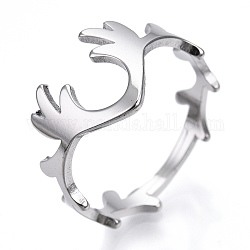 304 anillo ajustable de asta de ciervo de acero inoxidable para mujer, color acero inoxidable, nosotros tamaño 6 1/2 (16.9 mm)