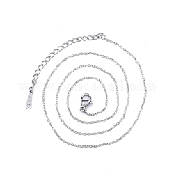 304 Edelstahl-Kabelketten-Halskette für Männer und Frauen, Edelstahl Farbe, breit: 1.2 mm, 15.75 Zoll (40 cm)