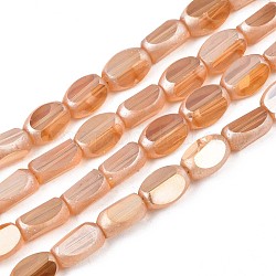 Electroplate Glass Beads Strands, Pearl Luster Plated, Faceted, Cuboid, Sandy Brown, 6~7x4~5x3mm, Hole: 0.8mm, about 80pcs/strand, 20.08 inch~ 20.31 inch(51~51.6cm)