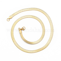 304 Halskette mit Fischgrätenketten aus Edelstahl für Herren, golden, 17.72 Zoll (45 cm), breit: 5 mm