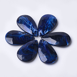Ciondoli acrilico, stile gemstone imitato, lacrima, blu scuro, 48x28x9mm, Foro: 2 mm, circa 68pcs/500g