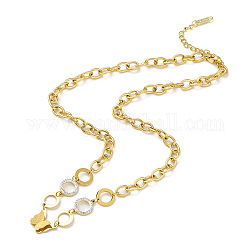 Anello di strass di cristallo con collana pendente a farfalla, placcatura ionica (ip) 304 gioielli in acciaio inossidabile per donna, oro, 17.87 pollice (45.4 cm)