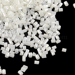 Perlmuttperlen aus Glas, Ceylon, weiß, 4~4.5x2 mm, Bohrung: 1 mm, ca. 450 g / Beutel, 14000 Stück / Beutel