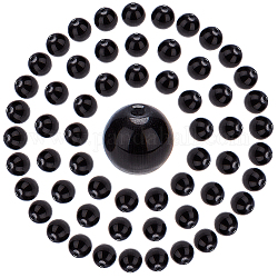 SUNNYCLUE 100Pcs Cat Eye Beads, Round, Black, 8mm, Hole: 1.2mm