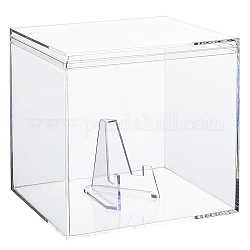 Квадратная пластиковая коробка для хранения creatcabin, с треугольным акриловым держателем для монет, небольшой стеллаж для сбора монет, прозрачные, Площадь: 12x12x11.4 см, треугольник: 5.6x4.2x5.4 см
