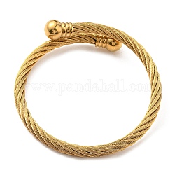 Placcatura ionica (ip) 304 bracciale rigido con corda intrecciata in acciaio inossidabile con 202 perline, oro, diametro interno: 2-1/4 pollice (5.7 cm)