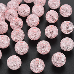 Perles en acrylique transparentes craquelées, ronde, rose, 14x13mm, trou: 2.5 mmhole: 2.5 mm, environ340 pcs / 500 g.