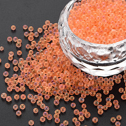 Diy uñas arte decoración mini perlas de vidrio, diminutas cuentas de uñas caviar, color de ab chapado, redondo, salmón claro, 2mm, aproximamente 450 g / bolsa