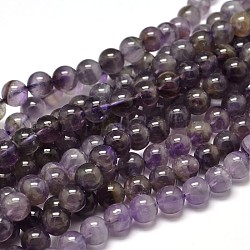 Chapelets de perle ronde en améthyste naturelle, bc grade, 10mm, Trou: 1mm, Environ 37~39 pcs/chapelet, 15.3 pouce