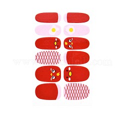 Наклейки для дизайна ногтей с авокадо, клубникой и цветами, блестящие порошковые наклейки, самоклеящийся, для украшения ногтей, красные, 25.5x10~16.5 мм, 12шт / лист