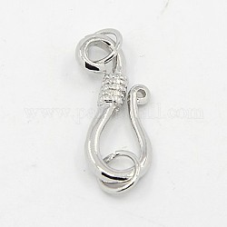 Alloy S-Hook Clasps, with Jump Rings, Platinum, 22x9x2mm, Hole: 1mm, Closed Ring: 5x0.8mm