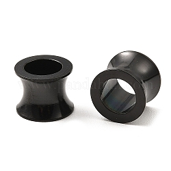 202 perline europei in acciaio inox, perline con foro grande, elettroforesi nera, 10x8mm, Foro: 6.5 mm