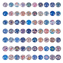 Стеклянные кабошоны с принтом pandahall elite, полукруглые / купольные, цветочные серии, разноцветные, 24.5~25x6~7 мм
