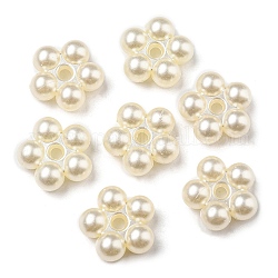 Perline di perle imitazioni abs, fiore, 15x15x6mm, Foro: 2 mm