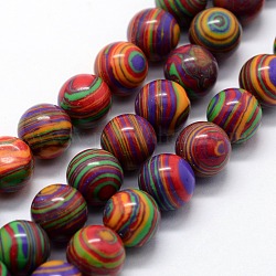 Perline malachite fili sintetici, tinto, tondo, colorato, 4mm, Foro: 0.6 mm, circa 95pcs/filo, 14.76 pollici (37.5 cm)