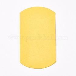 Kraftpapier Hochzeitsbevorzugungsgeschenkkästen, Kissen, Gelb, 6.5x9x2.5 cm