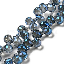 Brins de perles de verre transparentes plaquées arc-en-ciel, facette, larme, bleu marine, 6x5x5mm, Trou: 0.8mm, Environ 108 pcs/chapelet, 16.14'' (41 cm)