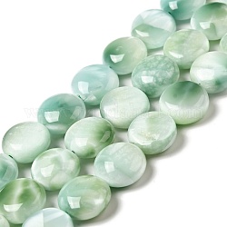 Hilos de perlas de vidrio natural, grado ab +, plano y redondo, turquesa, 12x5~7mm, agujero: 1.2 mm, aproximamente 34 pcs / cadena, 15.5~15.7'' (39.37~39.88 cm)