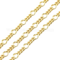 Латунная цепочка фигаро, с катушкой, долговечный, несварные, золотые, 4~5.5x3~4x1~1.5 мм, около 10.93 ярда (10 м) / рулон