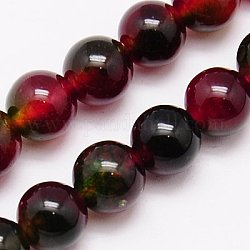 Chapelets de perles de quartz naturel, ronde, teints et chauffée, rouge foncé, 8mm, Trou: 1mm