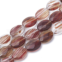 Synthétiques rutile perles de quartz brins, ovale, Sienna, 18~18.5x13~13.5x5mm, Trou: 1mm, Environ 22 pcs/chapelet, 15.7 pouce