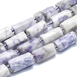 Fili di perline di turchese viola naturale, con perline semi, sfaccettato, colonna, 12~13x6~8x6~8mm, Foro: 1 mm, circa 28pcs/filo, 15.55''~15.75' (39.5~40 cm)