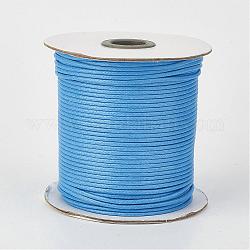 Eco-Friendly Korean Waxed Polyester Cord, Deep Sky Blue, 2mm, about 90yards/roll(80m/roll)