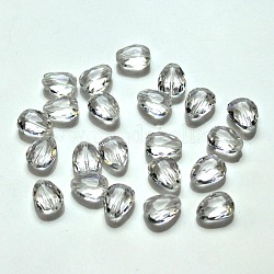 Imitation österreichischen Kristallperlen, Klasse aaa, facettiert, Träne, Transparent, 12x9x3.5 mm, Bohrung: 0.9~1 mm