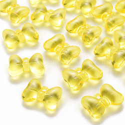 Pendentifs en acrylique transparent , bowknot, jaune, 21x29x10.5mm, Trou: 2.5mm, environ 118 pcs/500 g