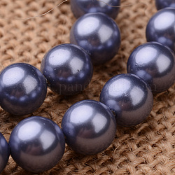Chapelets de perles de rocaille polie de grade A, bleu ardoise, 8mm, Trou: 1mm, Environ 49 pcs/chapelet, 16 pouce