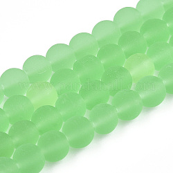 Transparente Glasperlen Stränge, matt, Runde, hellgrün, 6~6.5 mm, Bohrung: 1.4 mm, ca. 67~70 Stk. / Strang, 14.76 Zoll ~ 15.16 Zoll (37.5~38.5 cm)