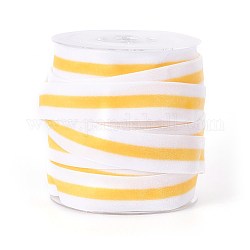 Полиэфирная лента, односторонняя бархатная лента, двоичный цвет, полосатый рисунок, желтые, 3/4 дюйм (19 мм), о 25yards / рулон (22.86 м / рулон)