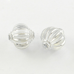 Laterne Plattierung transparenten Acryl-Perlen, Silber Metall umschlungen, Transparent, 14 mm, Bohrung: 2 mm