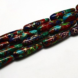 Synthetic Imperial Jasper Bead Strands, Dyed, Teardrop, Colorful, 30x10mm, Hole: 1mm, about 13pcs/strand, 15.7inch