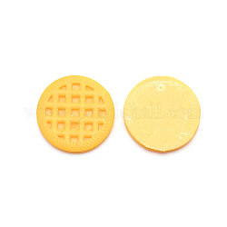 Cabochons en résine opaque, jouer à manger, nourriture imitation, forme de biscuit gaufré plat rond, orange, 24.5x5.4mm